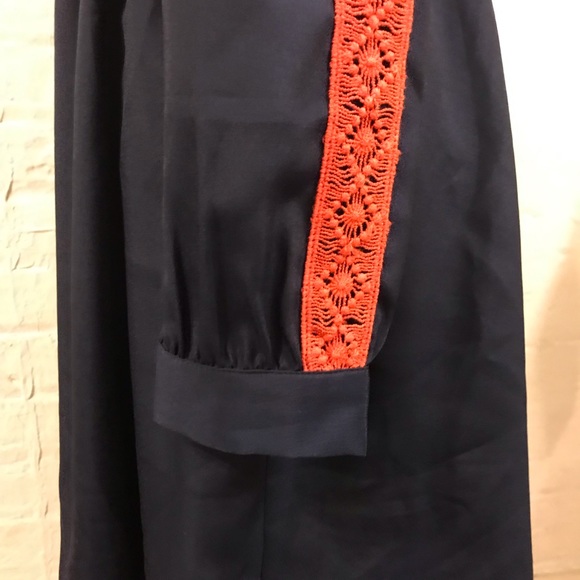 ModCloth Navy Dress with Orange Lace Trim Detail - Picture 7 of 10